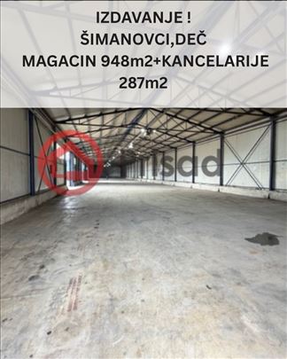 Šimanovci,Deč magacin 948m2+kancelarije 287m2