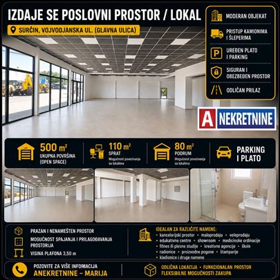 TOP lokacija - Lokal - 700m² - Surčin, Vojvođanska