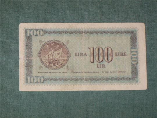 100 Lira 1945 , Gosp. Banka za Istru , Rijeku i Sl