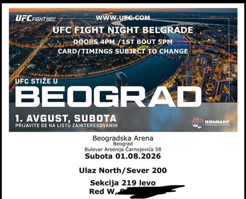 Karte za UFC Beograd 01.08.