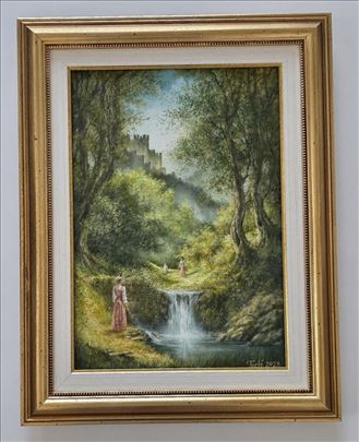 Ulje na platnu - Romanticna setnja, prelepa slika!