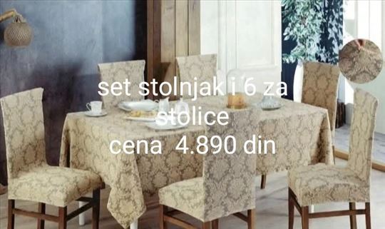 Stolnjak i 6 navlaka za stolice