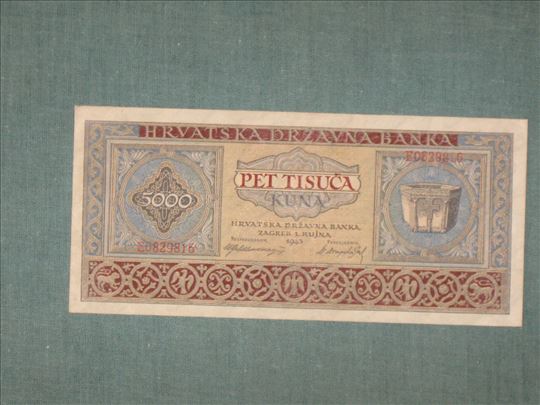 5000 Kuna 1943 , 1. rujna