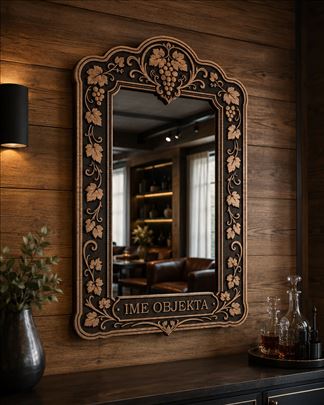 Drveno ogledalo za vinariju, restoran i podrum