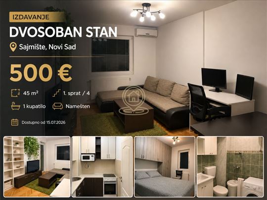 Dvosoban stan 45 m², Sajmište, Novi Sad, 1. sprat