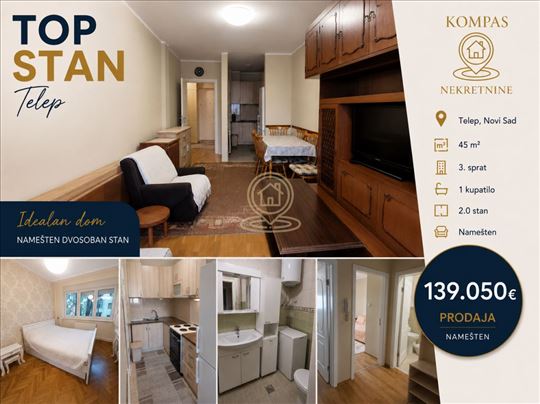 Dvosoban stan 45 m², Telep, Novi Sad, 3. sprat