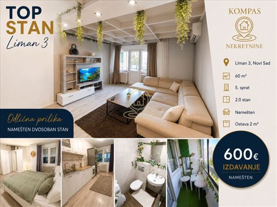 Dvosoban stan 60 m², Liman 3, Novi Sad, 5. sprat