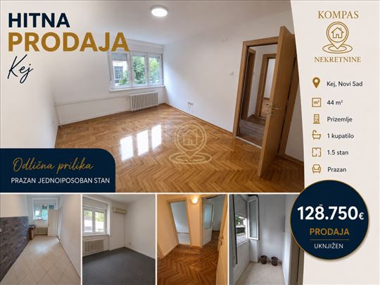 Hitna Prodaja - Jednoiposoban stan 44 m², Kej, Nov