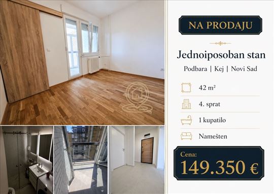 Jednoiposoban stan 42 m², Podbara, Novi Sad, 4. sp