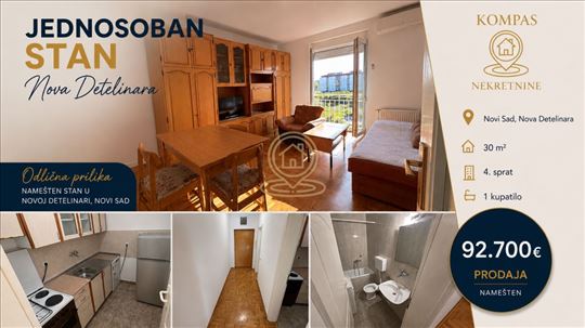 Jednosoban stan 30 m², Nova Detelinara, Novi Sad