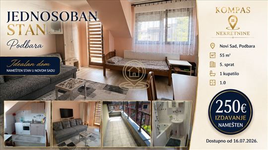 Jednosoban stan 31m²+ 22m2 terase, Podbara, Novi S