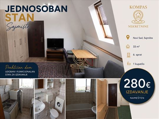 Jednosoban stan 33 m², Sajmište, Novi Sad, 6. spra
