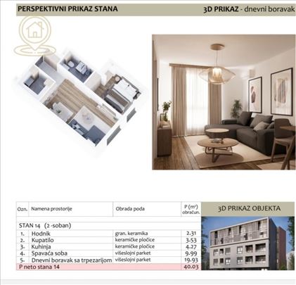 Na Prodaju Dvosoban Stan 40m² U Novogradnji U Duv