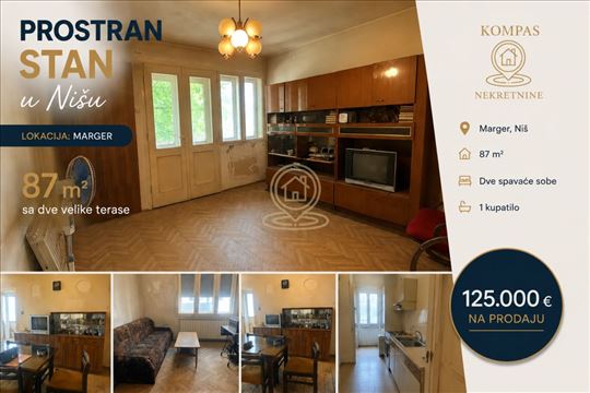 Na prodaju prostran stan od 87 m² sa dve velike te