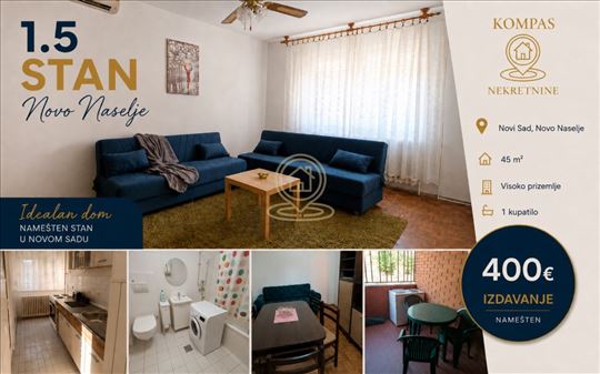 Novo Naselje, Novi Sad – 1.5 soban stan, 45 m², vi