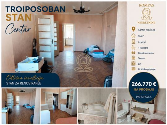 Prodaja stanova Novi Sad – trosoban stan u centru,