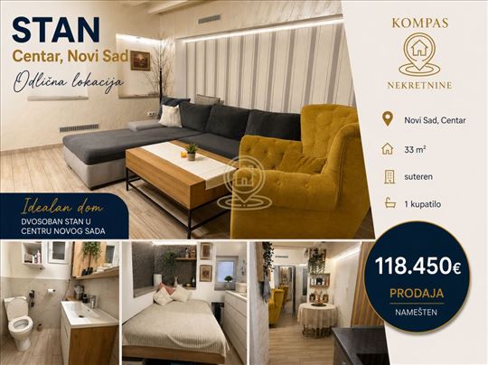Stan 2.0, 33 m², Centar, Novi Sad, suteren
