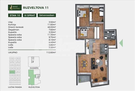 Vukov Spomenik, Ruzveltova 11, 112m2-Banat Gradnja
