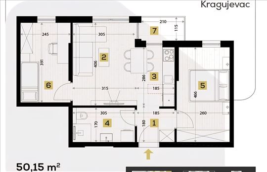 Prodaje se dvoiposoban stan na Bubnju od 50m2