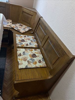 Klupa i 3 stolice puno drvo