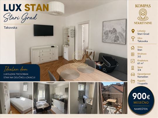 Takovska – renoviran 2.5 stan, 61m².