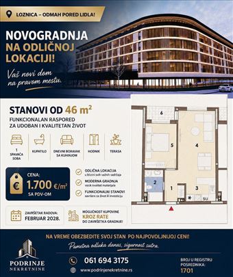 Loznica, Stan, 1.0, 46m2