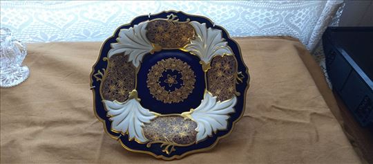 Vintage ukrasni zidni tanjir od kobaltnog porcelan