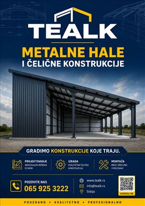 Konstrukcija hale 16x6x3 metra