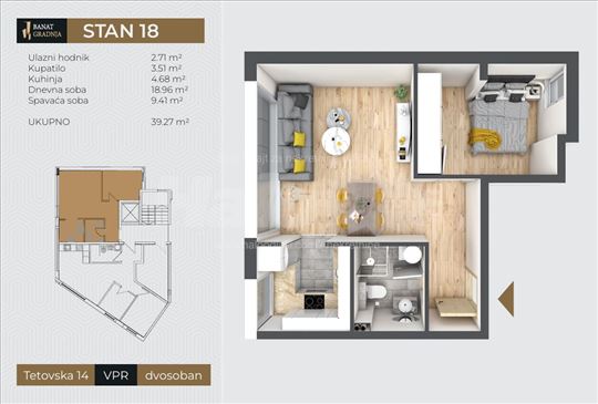 Lekino brdo, Tetovska 46 m2, Banat Gradnja, novo