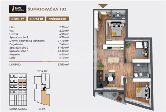 Vračar (Šumatovačka ulica), 84 m2, Banat Gradnja