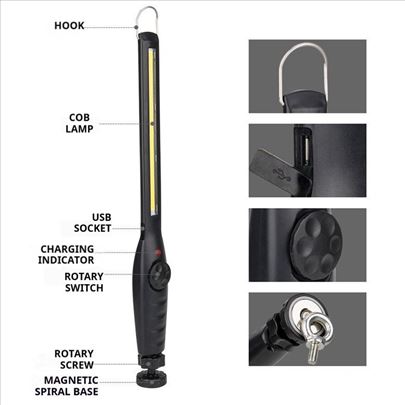 Led lampa sa magnetom za majstore punjiva