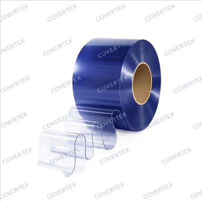  PVC trakasta zavesa plavo providna 200 mm x 2 mm 