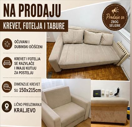 Na prodaju krevet fotelja i tabure