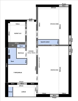 2 sobe,50m2,parking,GAS grejanje,Jovanke Radakovic