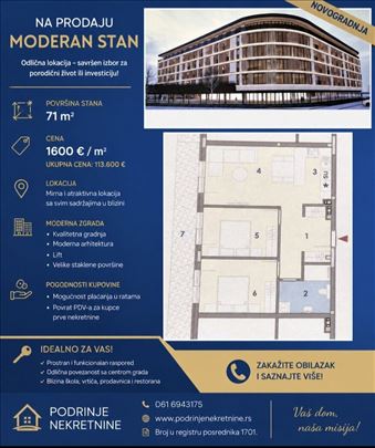 Loznica, Stan, 2.5, 71m2
