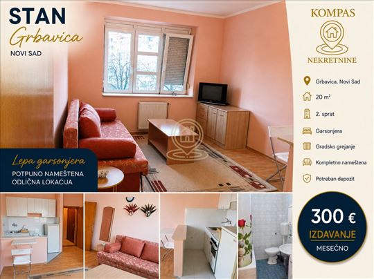 Garsonjera na Grbavici, Novi Sad, 20 m², 2. sprat