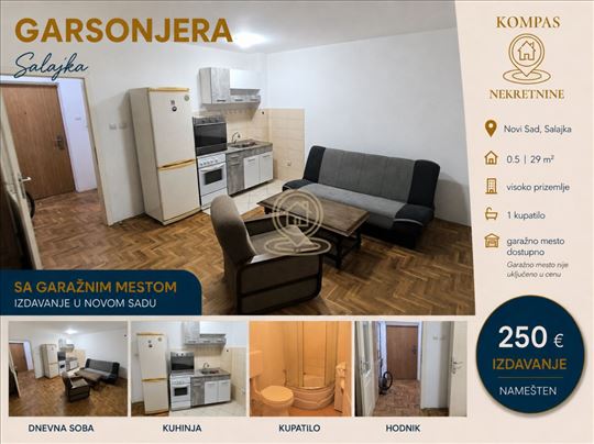 Garsonjera u Salajci sa Garaznim Mestom, Novi Sad,