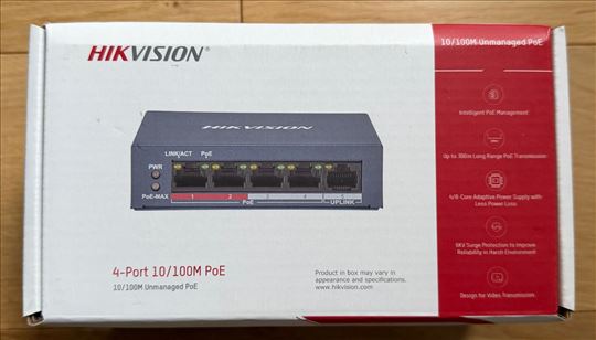 Hikvision PoE Switch 4 porta – novo