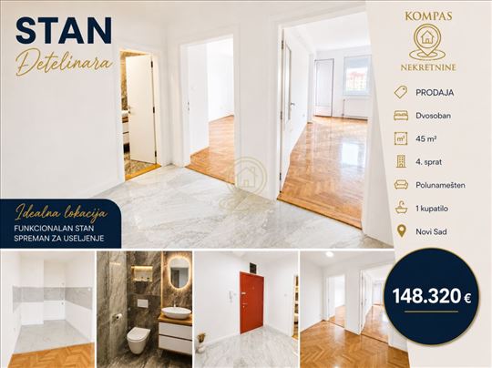 Dvosoban stan 45 m² na Detelinari, Novi Sad, 4. sp