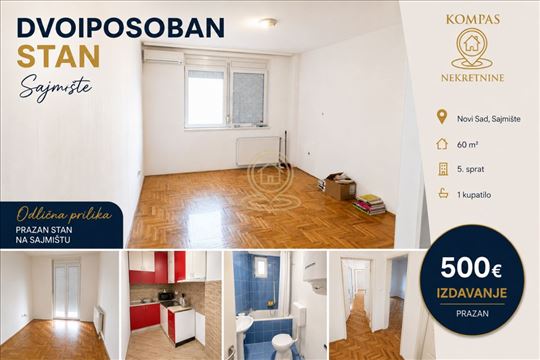 Dvosoban stan 60 m² na Sajmištu, Novi Sad, 5. spra