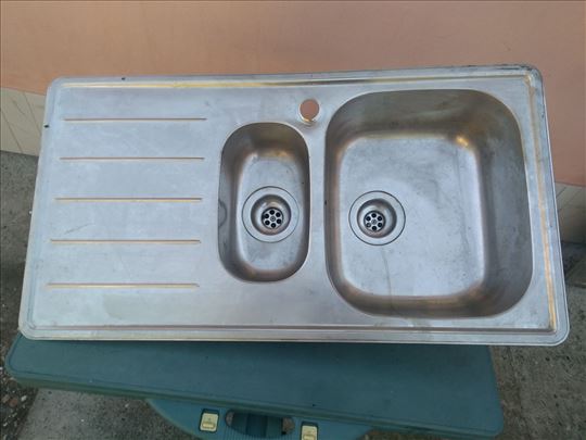 sudopera dvodelna inox sa radnom pločom - 90 cm