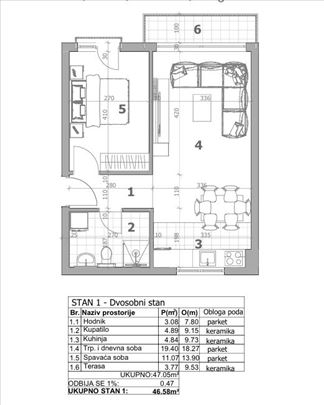 Trošarina, novogradnja, dvosoban 47m2