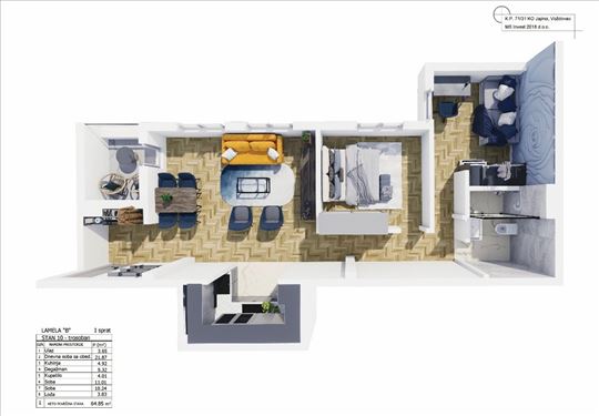 Banjica–Jajinci | Novogradnja | 64,85 m² - 3 sobe