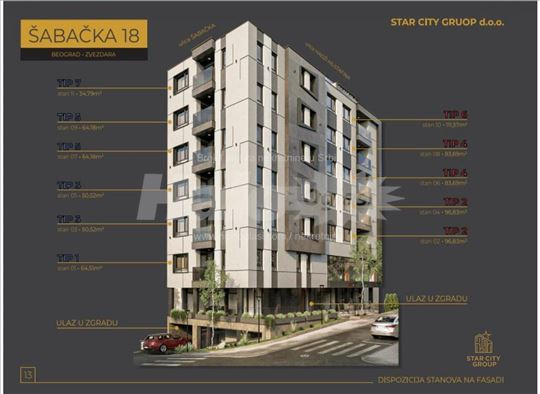 Šabačka, 84m2, 3,0, 4/6, novogradnja