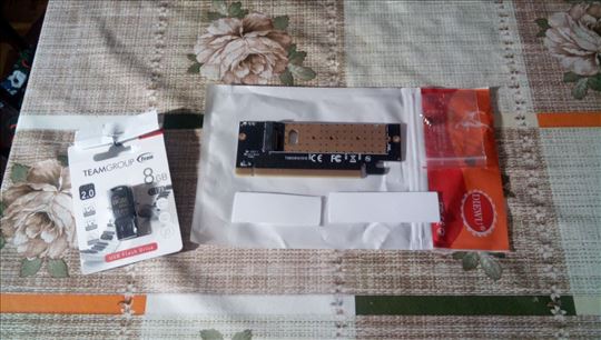 KOMPLET NVME Adapter+ 2 termalne trake + USB 8GB