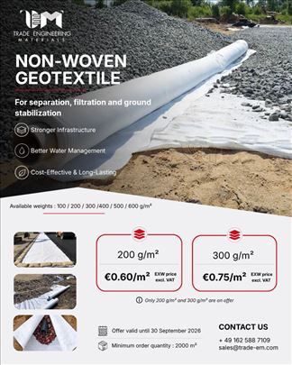 Geotekstil 300 g/m² – 0,75 €/m²