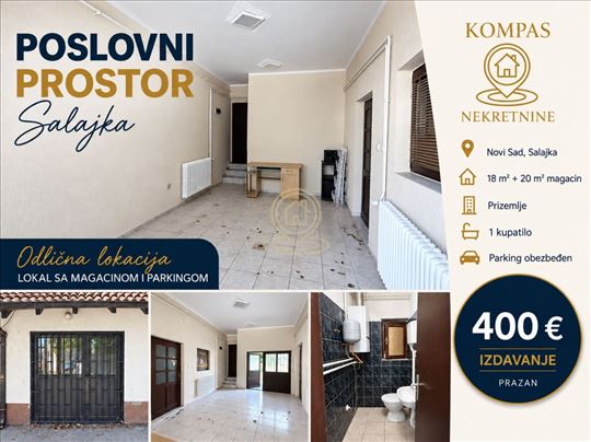 Poslovni prostor (obezbedjen parking) 18 m² + 20m2