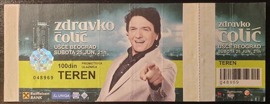 Zdravko Čolić ulaznica, Ušće 25. 06. 2011.