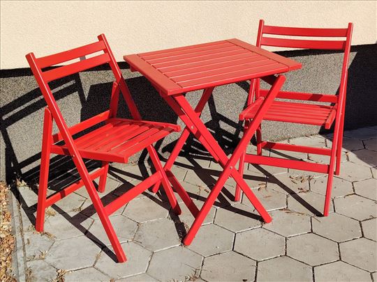 DRVENU STO I DVE STOLICE ZA DVORISTE/TERASU