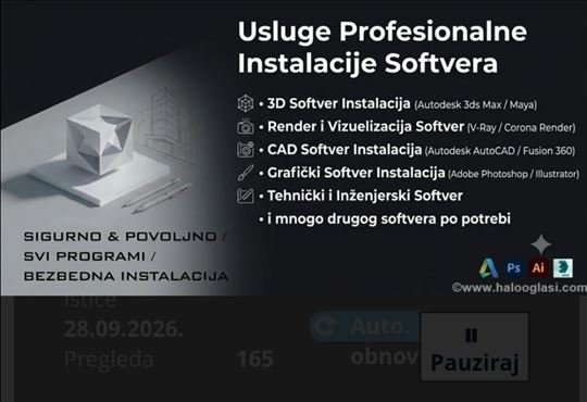 Instalacija programa: Adobe, AutoDesk, Blender, Sk